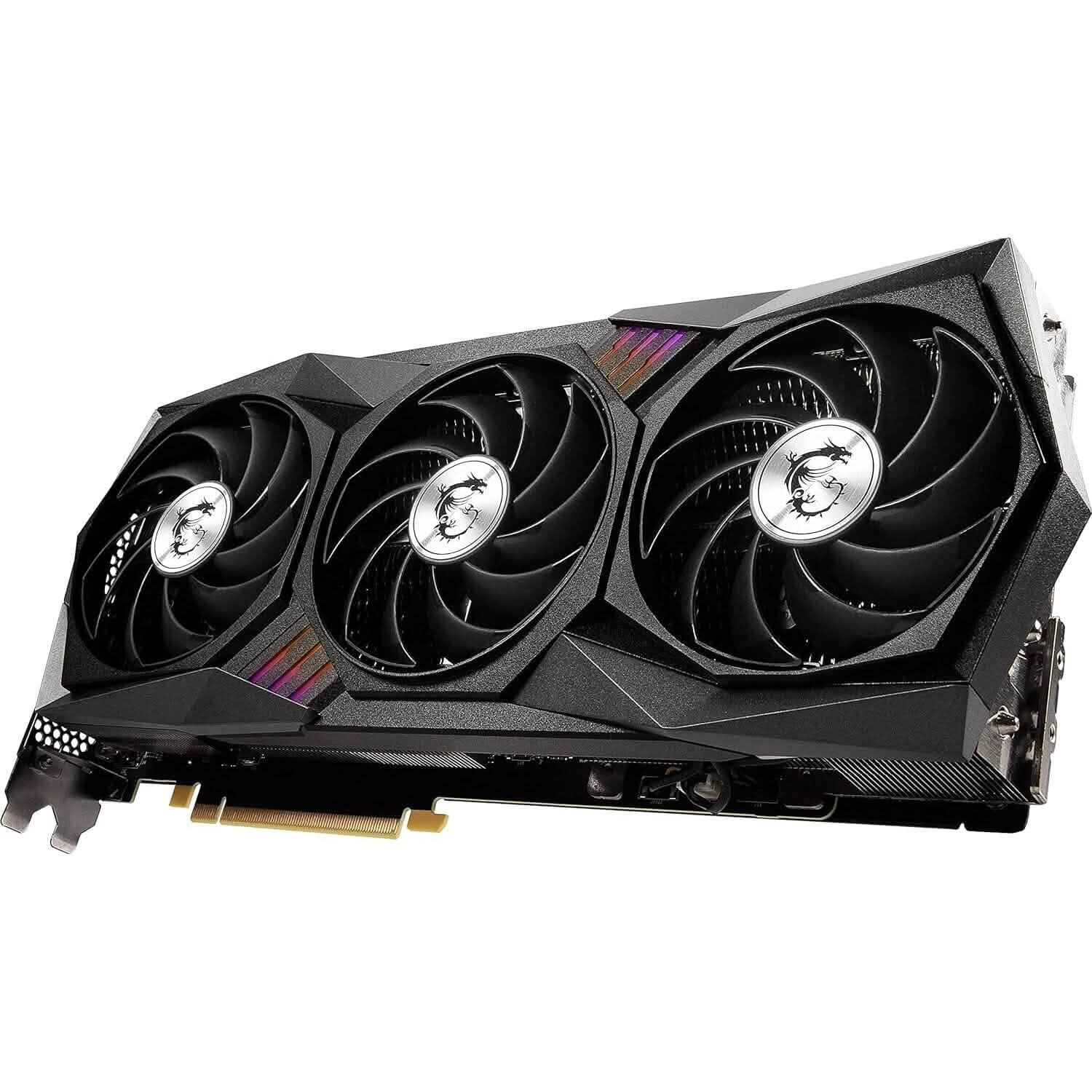MSI GeForce RTX 3070 Ti graphics card, three-fan design with decorative stripes