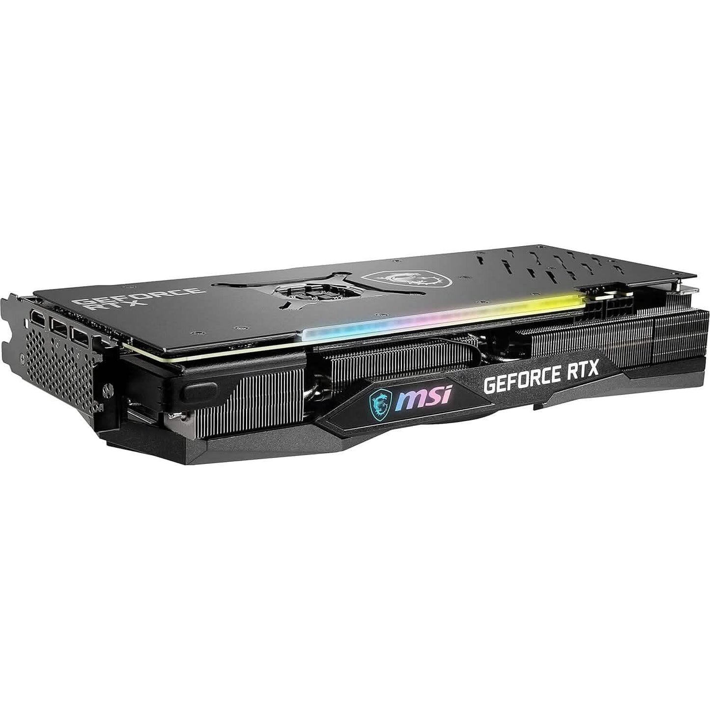 MSI GeForce RTX 3070 Ti graphics card side with ports area and vented grille