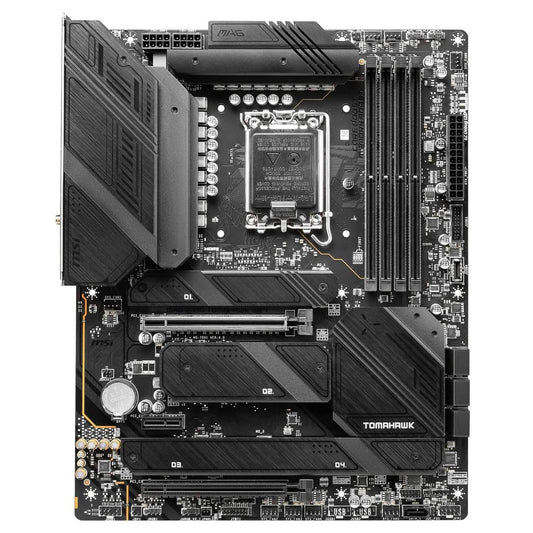 MSI MAG Z790 Tomahawk WiFi gaming motherboard, black heatsinks and PCIe slots