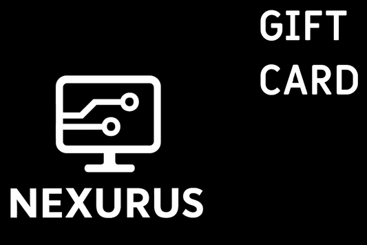 Nexurus gift card featuring 'NEXURUS' logo and computer chip icon