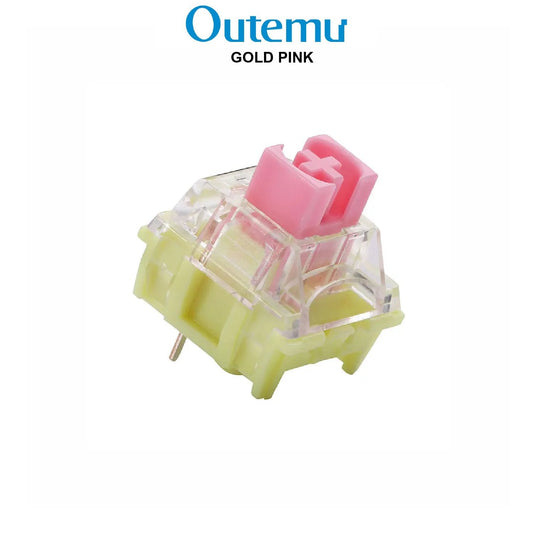 Outemu gold pink mechanical keyboard switch with pink stem and translucent yellow housing