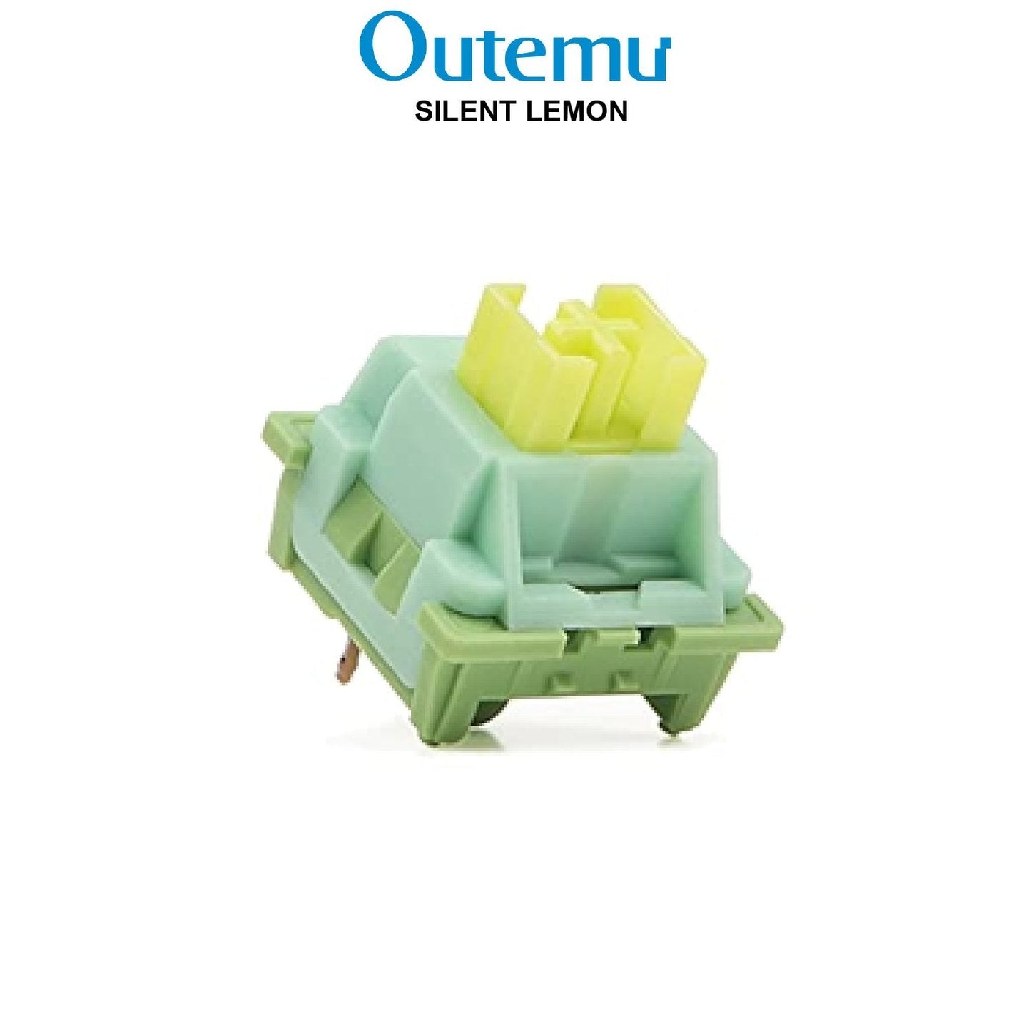 Outemu Silent Lemon mechanical keyboard switch, mint housing with yellow stem