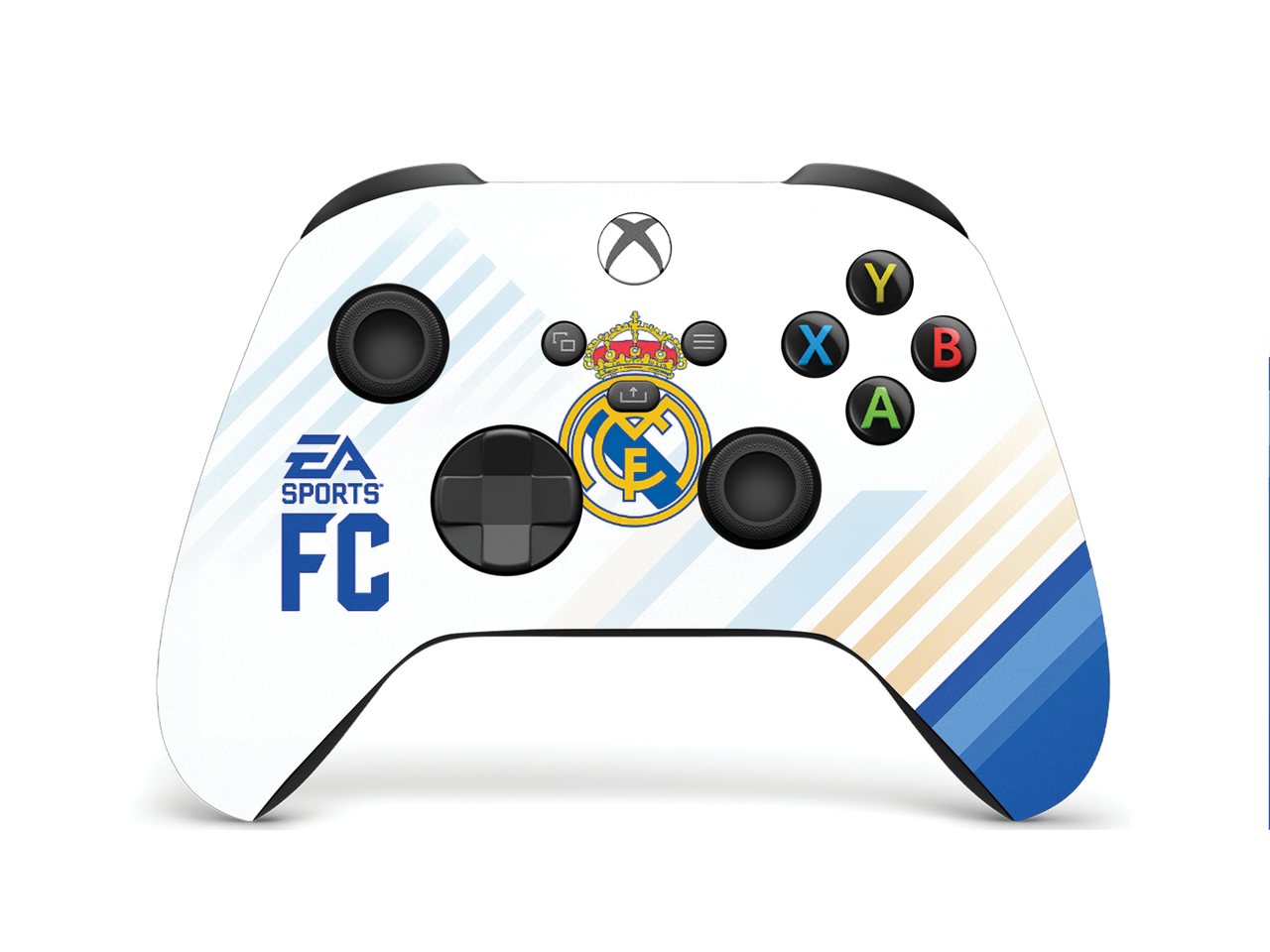 White Xbox Series X/S controller with Real Madrid crest and EA SPORTS FC logo