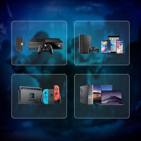 Gaming headset features graphic with connected device icons