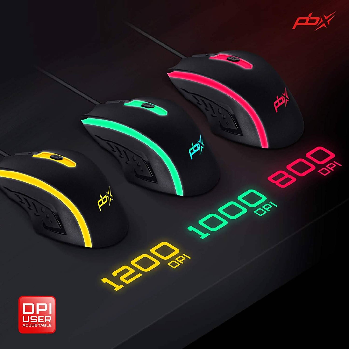 PBX Soldier Wired Gaming Mouse with 4 Optimized Buttons, 3 Levels of DPI
