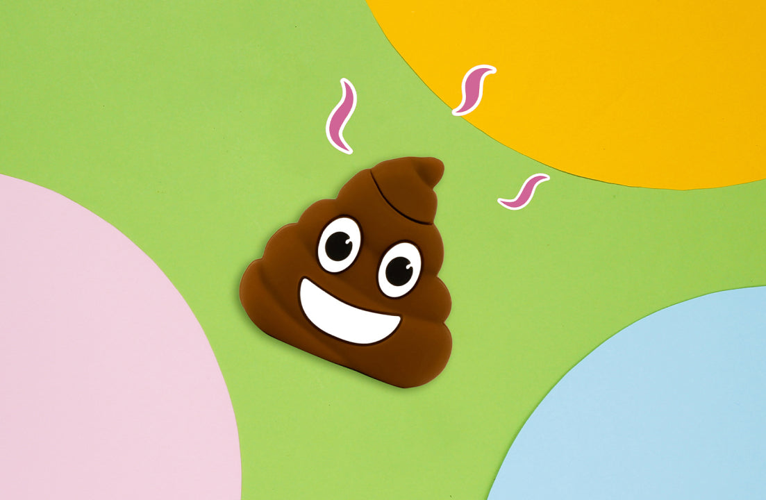 Poop emoji USB flash drive, brown smiling face top view