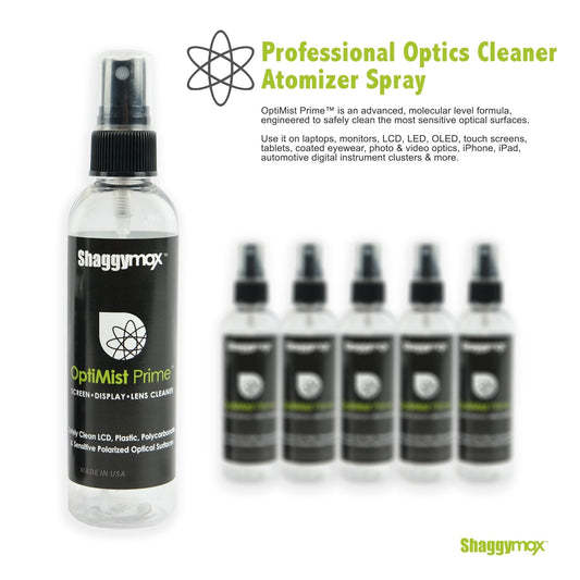 Laptop optics cleaning kit with atomizer spray bottle and multiple cleaner bottles