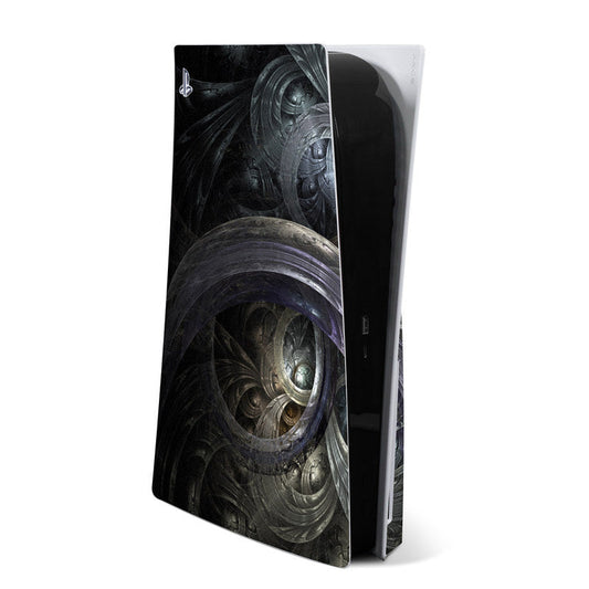 Infinity PlayStation 5 console skin with dark abstract fractal design
