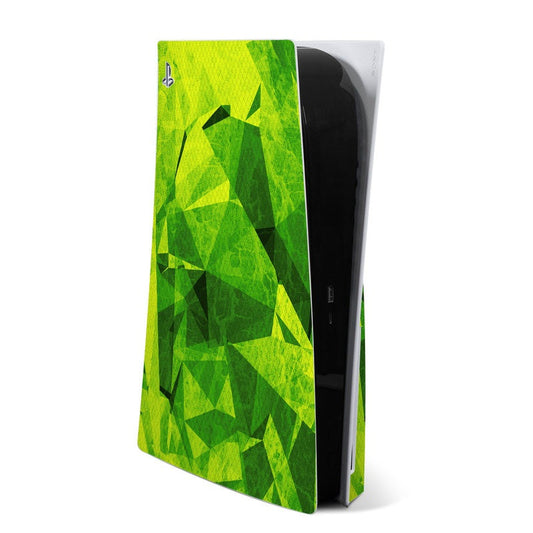 Mamba Sony PS5 console skin, green geometric pattern panel