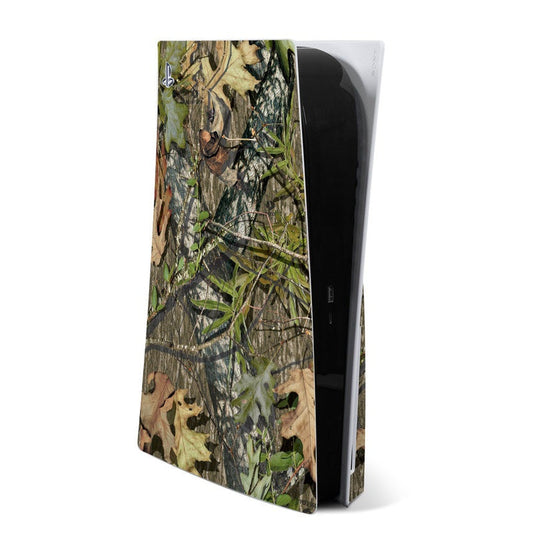 Sony PS5 skin decal with camouflage pattern in green and brown on console front panel