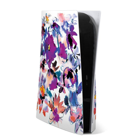 PlayStation 5 console skin with colorful abstract paint splash design