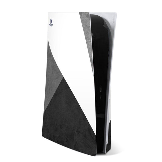 PS5 skin decal with abstract black-and-white slate pattern