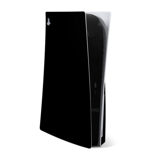 PlayStation PS5 console skin, solid black with silver edge trim