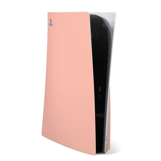 Peach PS5 skin with PlayStation logo on console panel
