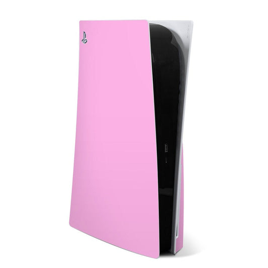 Pink Sony PS5 console skin with black side cutout
