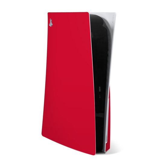 Red solid color PS5 console skin with smooth finish