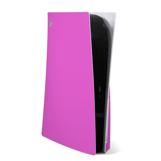 Sony PS5 skin, vibrant pink solid panel covering console exterior