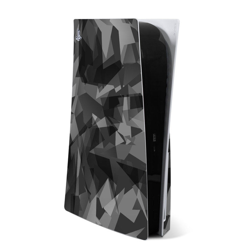 Starkiller PS5 skin with black and gray geometric angular pattern