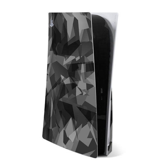 Starkiller PS5 skin with black and gray geometric angular pattern