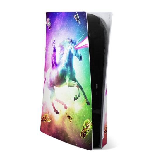 PlayStation 5 skin with colorful space-themed character artwork