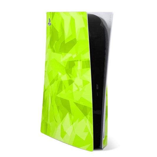 Venom Sony PS5 console skin with neon green geometric pattern