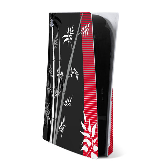 PS5 skin decal with black, red, and white graphic design