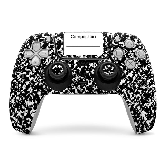 Black and white speckled PS5 controller skin for composition notebook