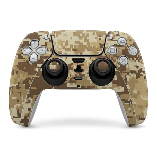 Sony PS5 controller skin with coyote camo pattern, covers front buttons and grips