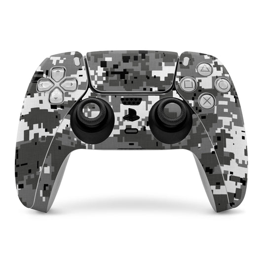 Digital urban camo PlayStation 5 controller skin, cutouts for buttons and thumb sticks