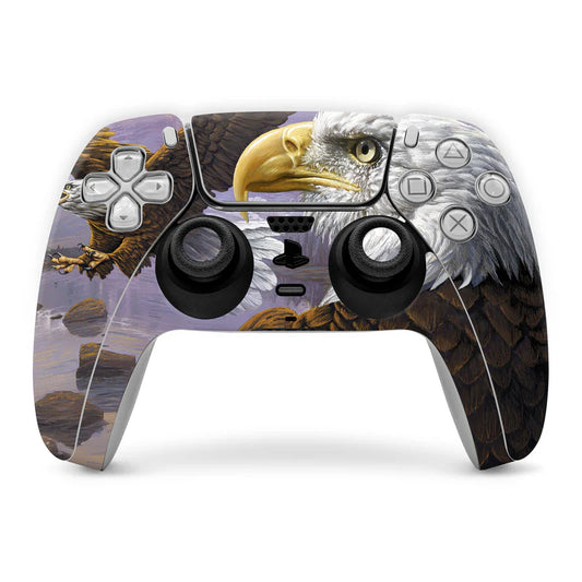 Gaming controller skin with eagle face and wings graphic for PS5