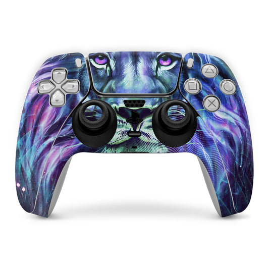 Guardian PS5 controller skin with purple-blue alien eye graphic and button cutouts