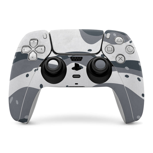 PlayStation controller skin with gray and dark blue jet graphic pattern