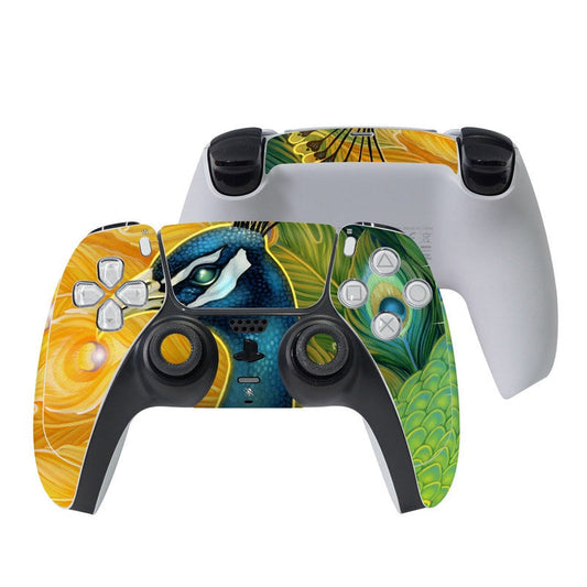 PS5 controller skin with colorful dragon and ocean scales design