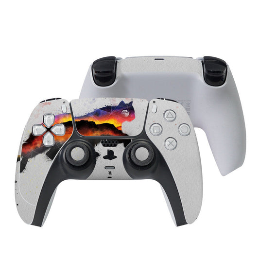 PS5 controller skin for DualSense, white/gray with colorful galaxy landscape graphic