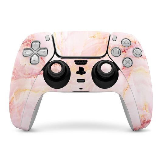 Pink satin marble PS5 controller skin with button and thumbstick cutouts