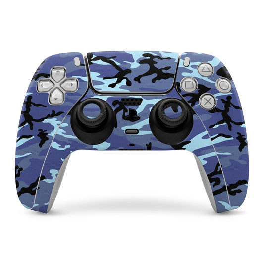 PS5 controller skin with blue sky camo pattern and button cutouts