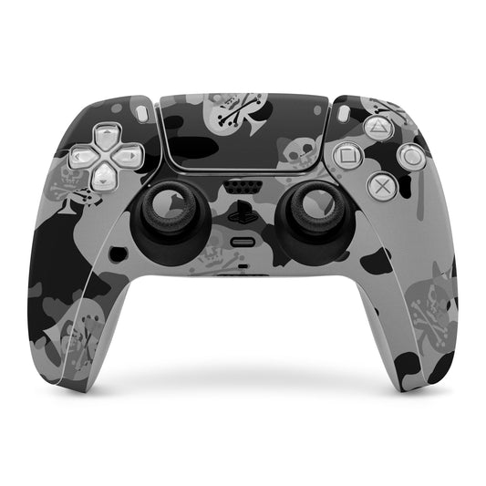 PS5 controller skin with black multcam camouflage design and button covers