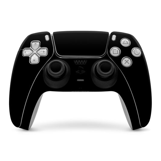 Solid State black PS5 controller skin, front view with face buttons and analog sticks