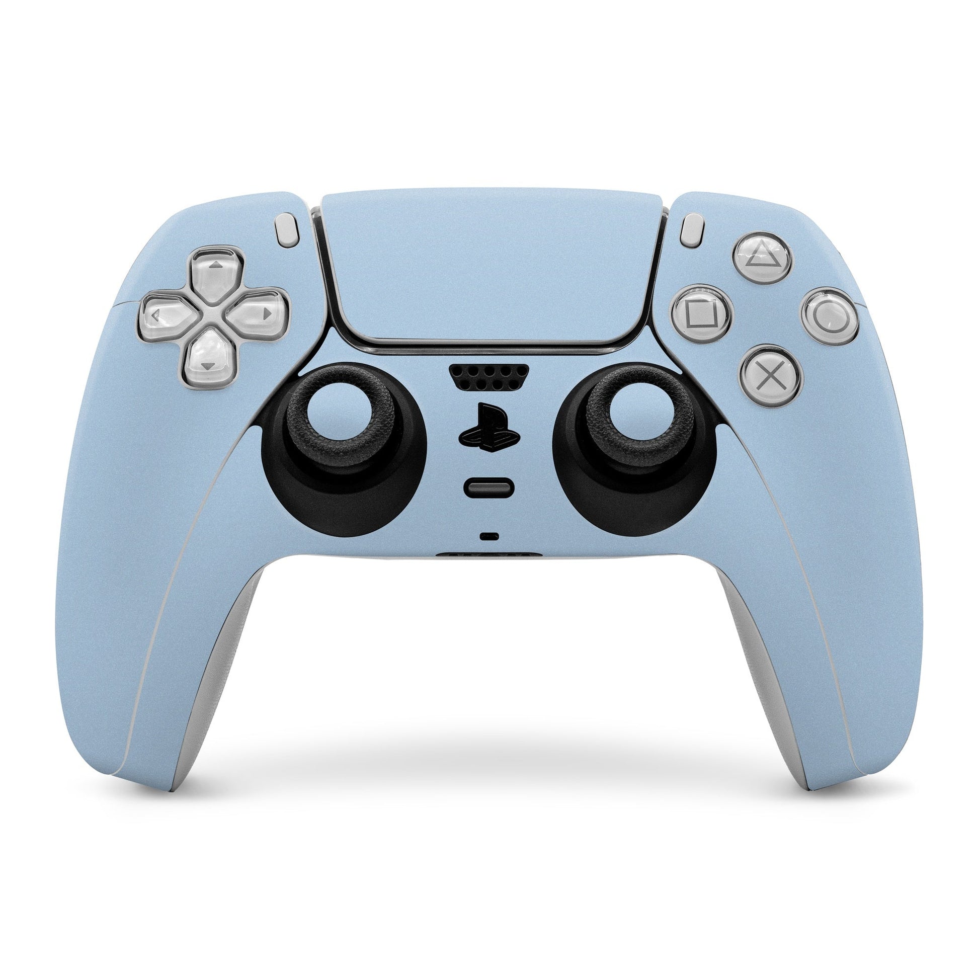 Sony PS5 controller skin in solid light blue with button cutouts