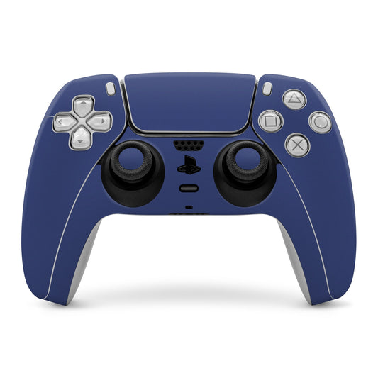 Cobalt blue PS5 controller skin covering front face and button areas