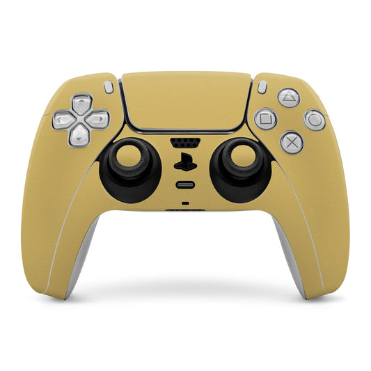 Mustard yellow PS5 controller skin covering front buttons and grips