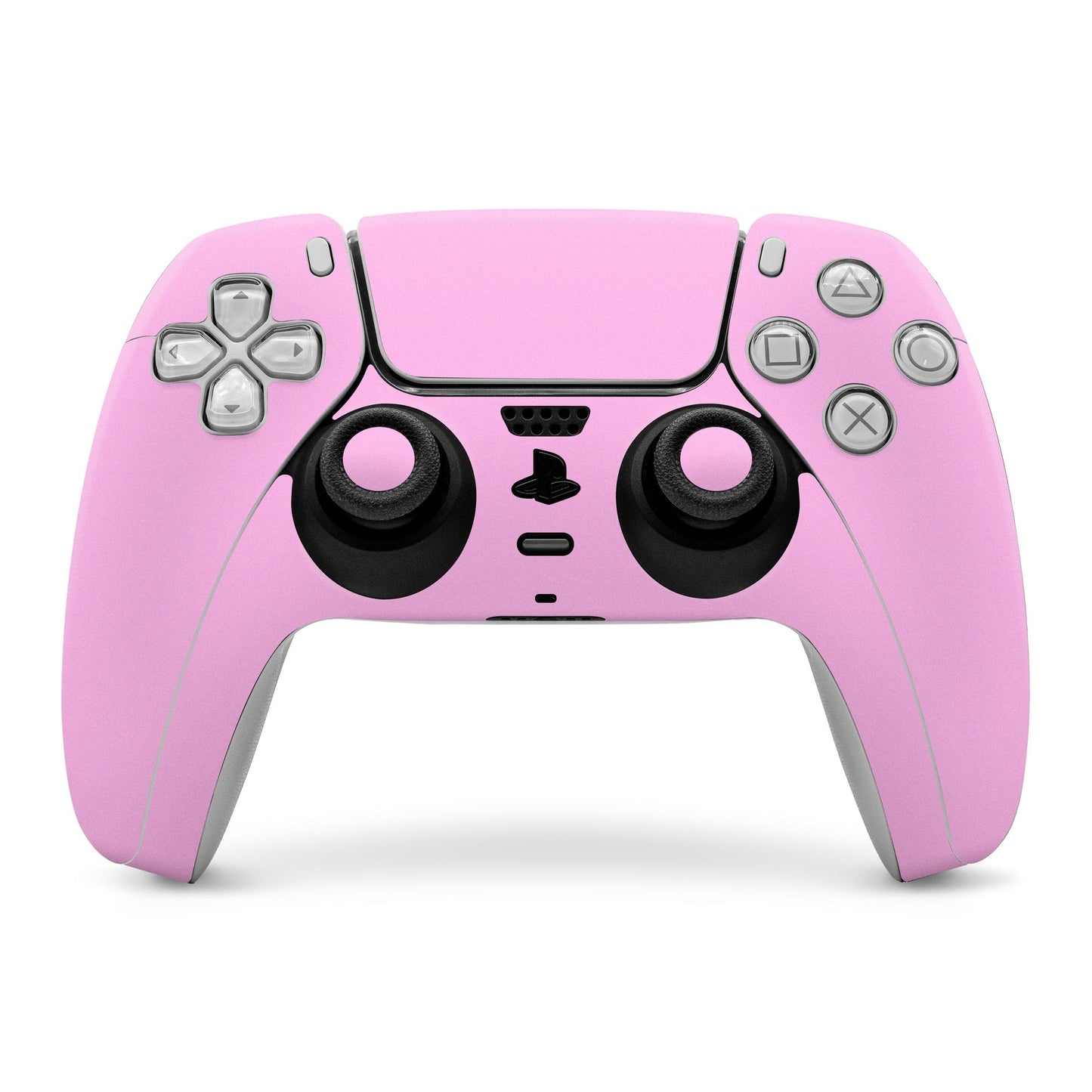 Pink PS5 controller skin with cutouts for buttons and thumbsticks