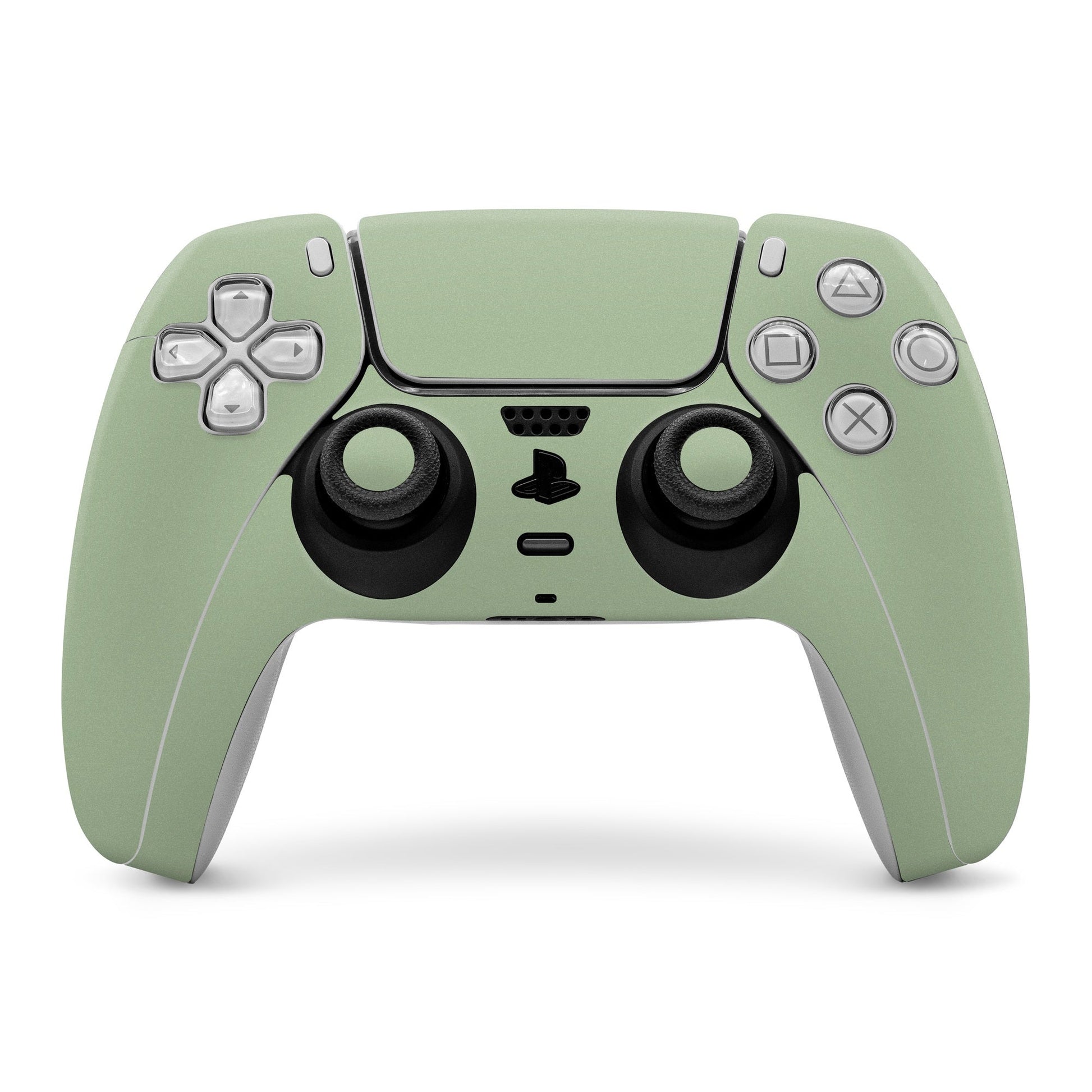 Sage green PS5 controller skin wrap for front buttons and touchpad