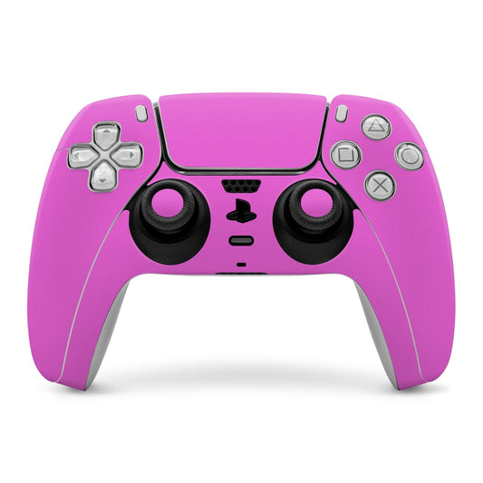Vibrant pink PS5 controller skin covering front controls and thumbsticks
