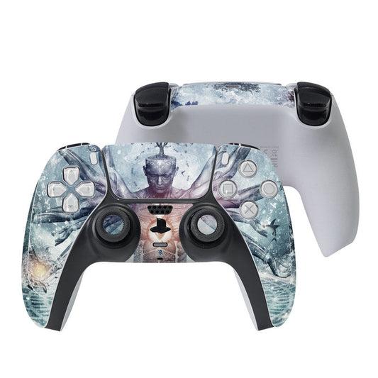 PlayStation 5 controller skin with blue and white illustrated underwater character