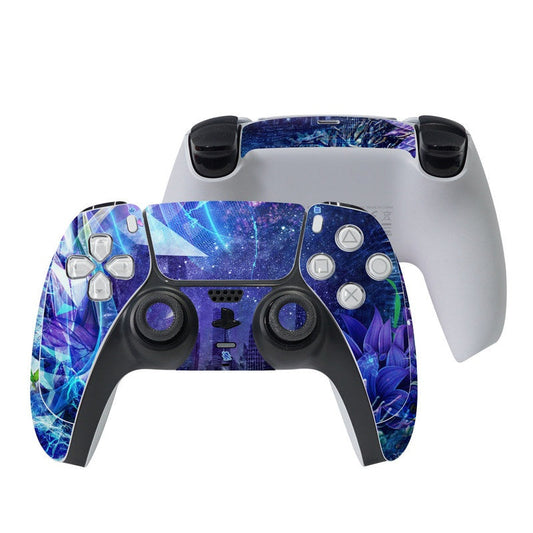 Sony PS5 controller skin with blue galaxy and purple abstract pattern