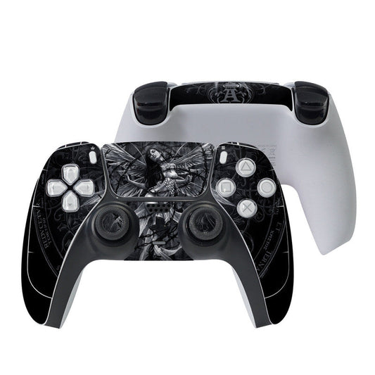 PS5 controller skin with black gothic artwork, full button decal set and cutouts