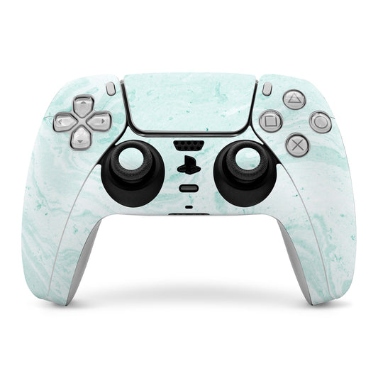 PS5 controller skin, winter green marble front with stick grips and buttons