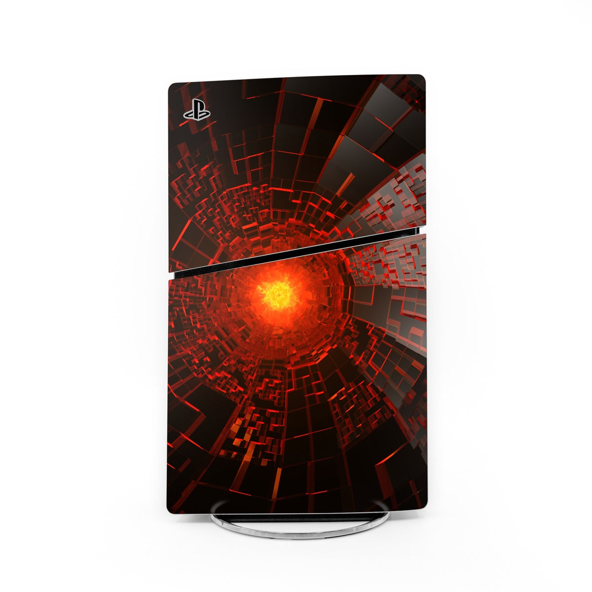 Sony PS5 Slim skin decal with red circuit and PlayStation logo