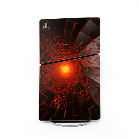 Sony PS5 Slim skin decal with red circuit and PlayStation logo
